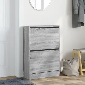 Shoe Cabinet Grey Sonoma 60x21x87.5 cm Engineered Wood