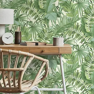 Maui Leaf Wallpaper Green Fine Decor FD42850