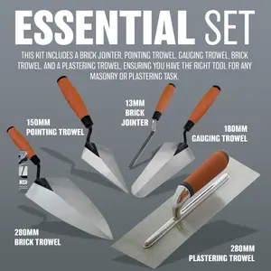 New 5pc Tradesman Trowel Set Brick Jointer Hand Brick Plastering Builders