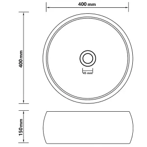 Berkfield Luxury Wash Basin Round Matt Cream 40x15 cm Ceramic