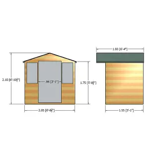 Shire Haddon 7x5 ft & 2 windows Apex Wooden Summer house - Assembly service included