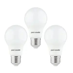 paul russells LED GLS Globe Bulb Edison Screw ES E27, 4.9W 470 Lumens, 40w Equivalent, 4000K Cool White Light, Pack of 3