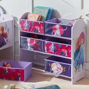 Disney Frozen Toy Storage Unit: 6-Box Organizer for Bedroom - Made from Engineered Wood/Fabric/Metal - Easy Assembly and Clean Up