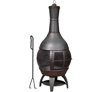 Dellonda Deluxe 360 Chiminea/Fire Pit - Antique Bronze Finish