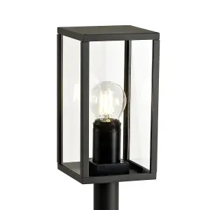 CGC Black 680mm Outdoor Post Light Modern Rectangular Design Clear Glass Garden Outside Lamp Patio Driveway Path IP54