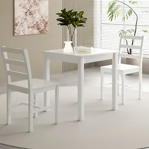 3 Piece Wooden Dining Set In White