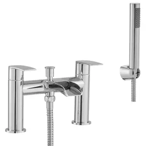 BATHWEST Bathroom Waterfall Bath Shower Mixer Tap Chrome Bath Filler Taps Twin Lever Mono