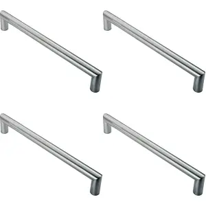 4x Mitred Round Bar Pull Handle 106 x 10mm 96mm Fixing Centres Satin Steel