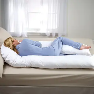 Ultimate Full Body Support Pillow - U-Shaped Side Sleeper or Pregnancy Cushion with Hollowfibre Filling & Microfibre Pillowcase