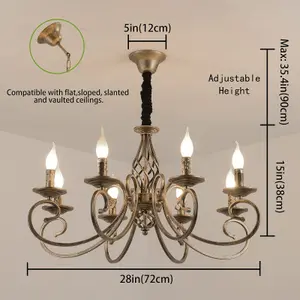 Garwarm Rustic Chandeliers, 8 Lights Candle French Country Chandelier Ceiling Light for Farmhouse, Kitchen, Dining Room, Bedroom