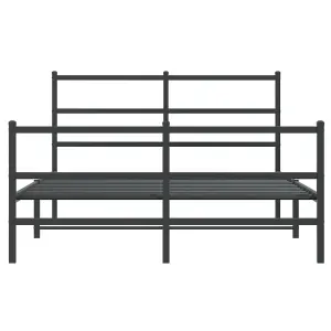 Berkfield Metal Bed Frame without Mattress with Footboard Black 140x190cm