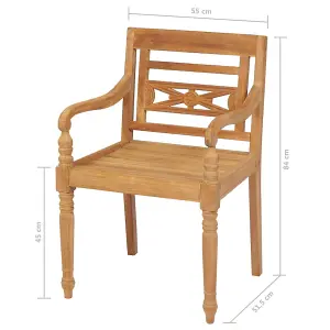 Berkfield Batavia Chairs 2 pcs Solid Teak Wood