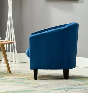 Velvet Fabric Tub Chair Armchair Club Chair Blue by MCC