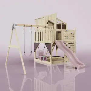 PolarPlay Kids Climbing Tower & Playhouse with Swing and Slide - Swing Jari Rose