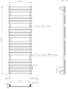 Right Radiators 1800x600 mm Designer Flat Panel Heated Towel Rail Radiator Bathroom Warmer Heating Chrome