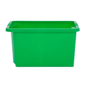 Wham 4x Stack & Store 35L Green Plastic Storage Boxes. Home, Office, Classroom, Playroom, Toys, Books. L48 x W38 x H26cm