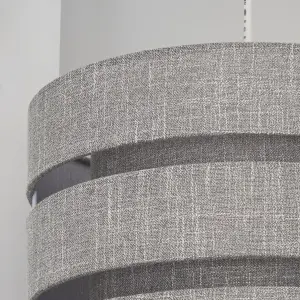 Inlight Dark Grey Woven effect Slubby Trio Light shade (D)28cm