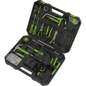 Comprehensive 101pc Premium Tool Kit with Cordless Drill and Accessories