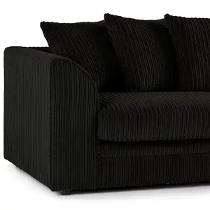 Luxor Jumbo Cord Black 3 + 2 Fabric Sofa Suite