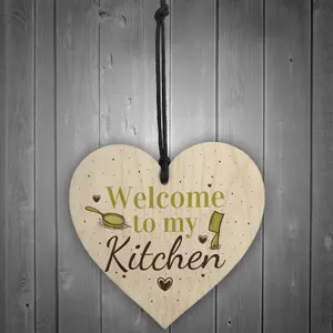 Red Ocean Welcome To My Kitchen Plaque House Door Wall Sign Mum Dad Nan Grandad Birthday Decor Gifts