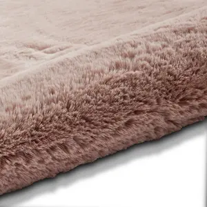 Rose Shaggy Rug, Plain Anti-Shed Rug with 80mm Thickness, Modern Rug for Living Room, & Dining Room-60cm X 120cm