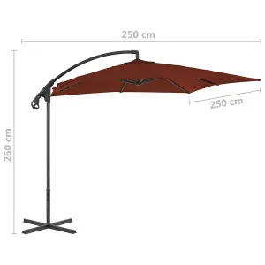 Berkfield Cantilever Umbrella with Steel Pole 250x250 cm Terracotta