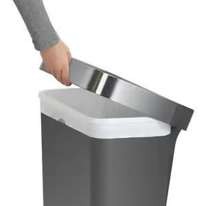 Simplehuman 45L Plastic Rectangular Pedal Bin With Liner Pocket Grey