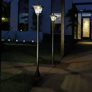 Solar Powered Height Adjustable Casablanca Lamp Post - 10 Lumen Weather & UV Resistant Outdoor Garden LED Light - H126.5 x 15cm