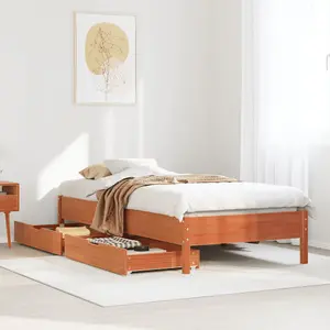 Berkfield Bed Frame without Mattress Wax Brown 100x200 cm Solid Wood Pine