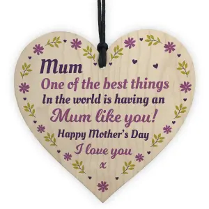 Novelty Mothers Day Gift Wood Heart Mum Gift From Daughter Son Thank You Gift