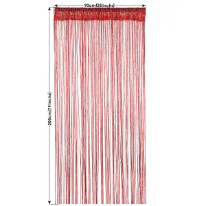 String Curtain Panel Spaghetti Tassel Curtain, 200cm x 90cm - Red