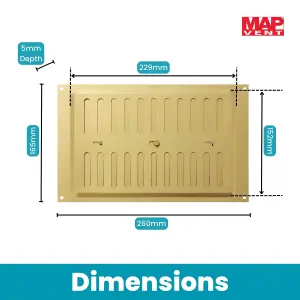 MAP Aluminium Adjustable Air Vent 9" x 6", Double Brick Hit & Miss Grille Cover (229mm x 152mm), Gold