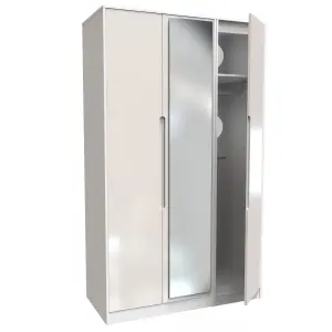 Turin Tall Triple Mirror Wardrobe in Kashmir Gloss & White (Ready Assembled)