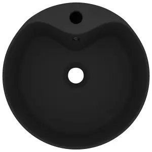 Luxury Wash Basin with Overflow Matt Black 36x13 cm Ceramic