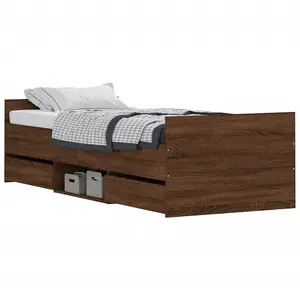 Berkfield Bed Frame with Headboard and Footboard Brown Oak 75x190 cm