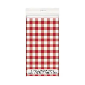 Unique Party Plastic Gingham Party Table Cover Red/White (One Size)