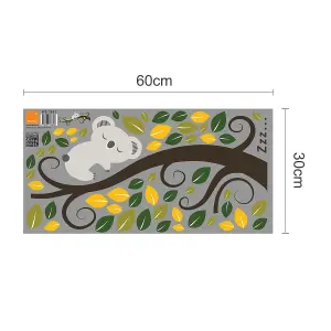 Walplus Sleeping Koala And Tree Branch Kids Sticker PVC Multicoloured