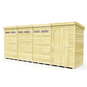 16 x 4 Feet Pent Security Shed - Single Door - Wood - L118 x W474 x H201 cm