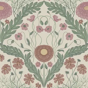 Galerie Blomstermala Green Red Pink Leafy Bloom Smooth Wallpaper