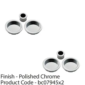 2 PACK - 29mm Sliding Door Rose & 2x 56mm Round Flush Finger Pulls - Polished Chrome