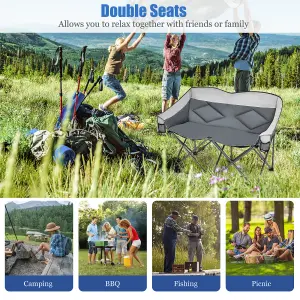 Costway Oversized Couch Outdoor Double Camping Chair Folding Loveseat Chair