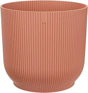 Vibes Fold Round Large 9cm Plant Pot Indoor Home Decorative Flower Herb Planter Embossed Design Recycled Plastic Pink