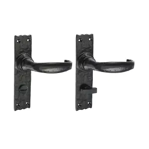 Timco - Narrow Style Bathroom Lock Handles - Antique Black (Size 155 x 37 - 2 Pieces)