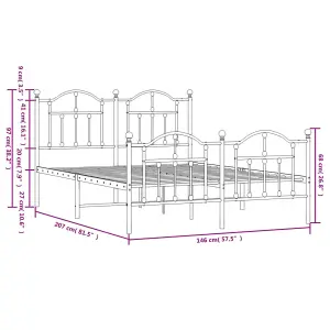 Berkfield Metal Bed Frame with Headboard and Footboard White 140x200 cm