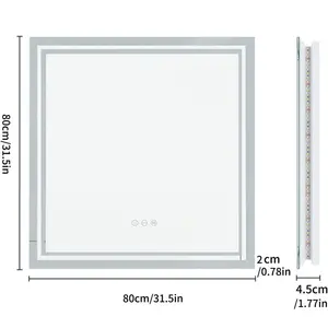 Backlit LED Bathroom Vanity Mirror Anti-Fog 80cm H x 80cm W