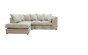 Casper Plush Velvet Left Hand Facing Corner Sofa Beige