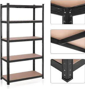 Garage Shelving, 5-Tier Storage Rack, Storage Organizing Rack, Shelving Unit, Adjustable Shelves, Black