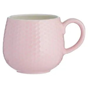 Set of 6 Embossed Honeycomb Pink Mug 350ml