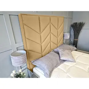 Alino Plush Velvet Beige TV Bed Frame