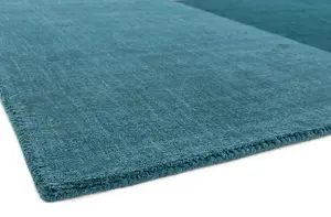 Teal Geometric Handmade Luxurious Modern Wool Rug Easy to clean Living Room and Bedroom-120cm X 170cm